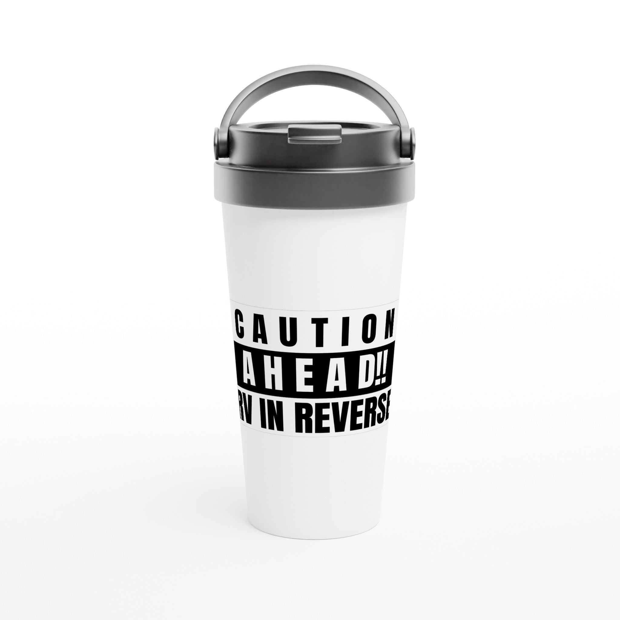 White 15oz Stainless Steel Travel Mug - Travel Mug-RV Nation Apparel