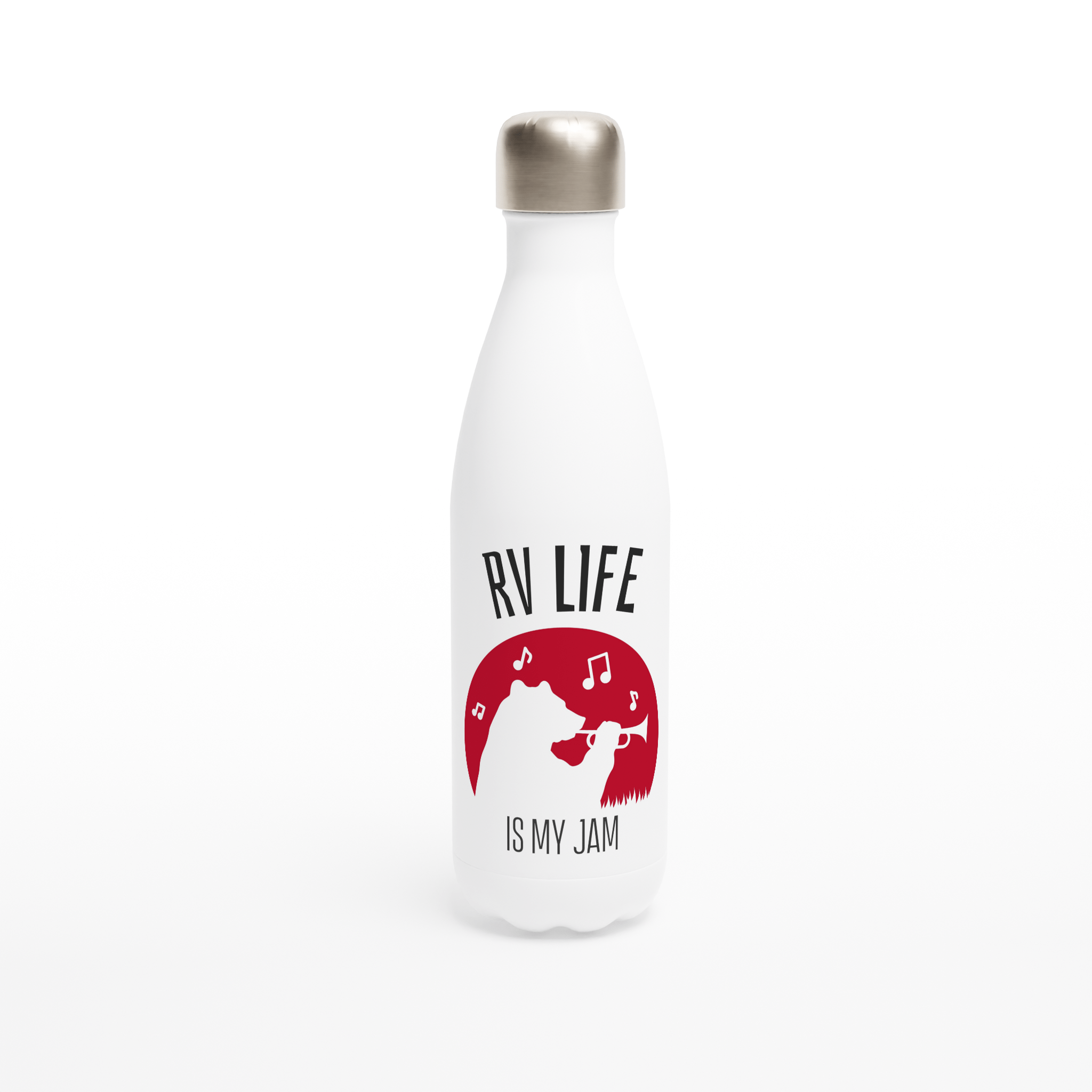 White 17oz Stainless Steel Water Bottle - stainless steel water bottle-RV Nation Apparel