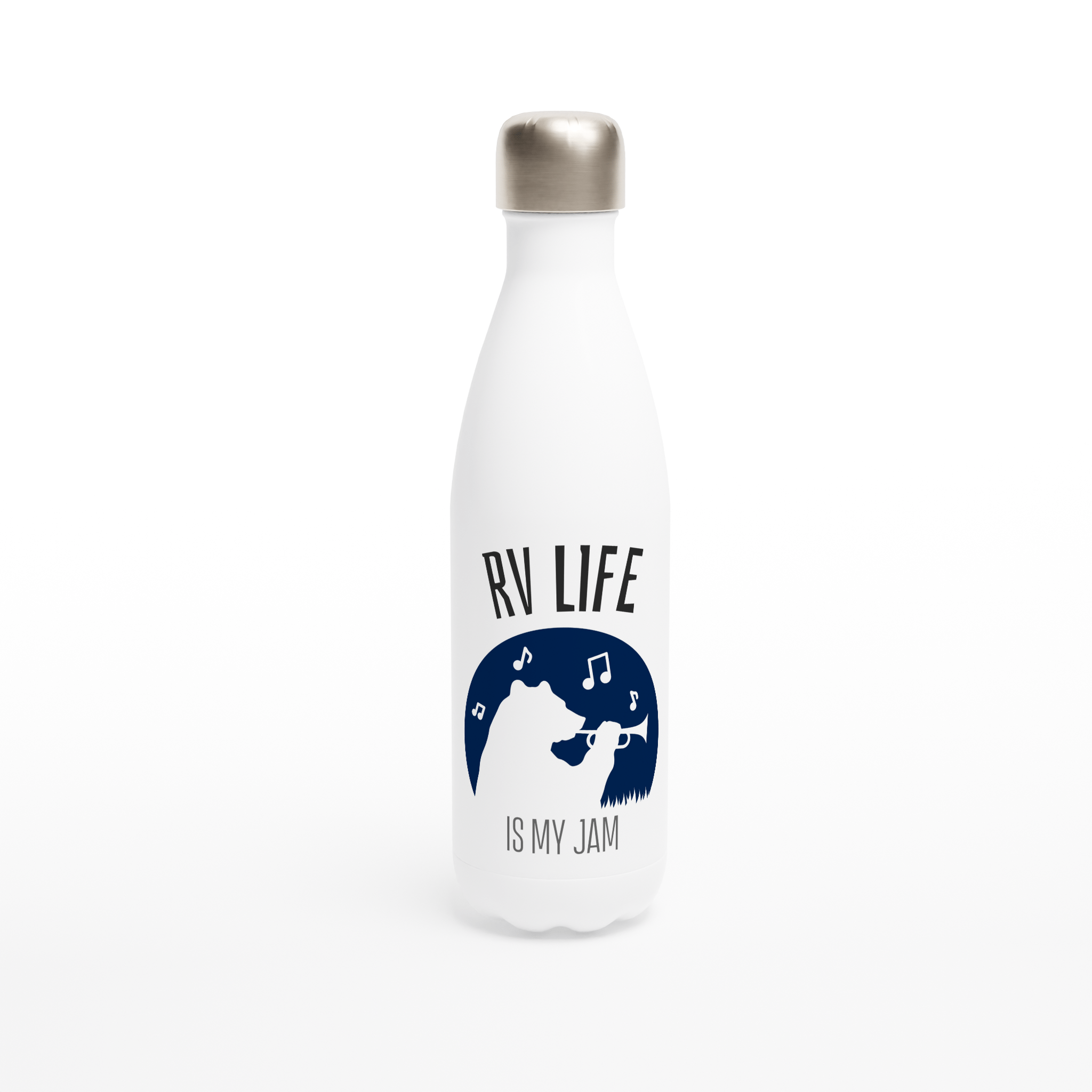 White 17oz Stainless Steel Water Bottle - stainless steel water bottle-RV Nation Apparel